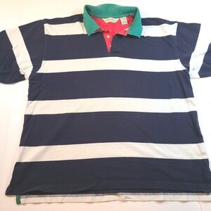 Eddie Bauer Mens Large Polo Shirt‎ Striped Short Sleeve Green Collar Casual Y2K